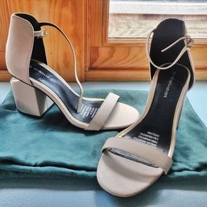 Vegan leather high-heel sandals